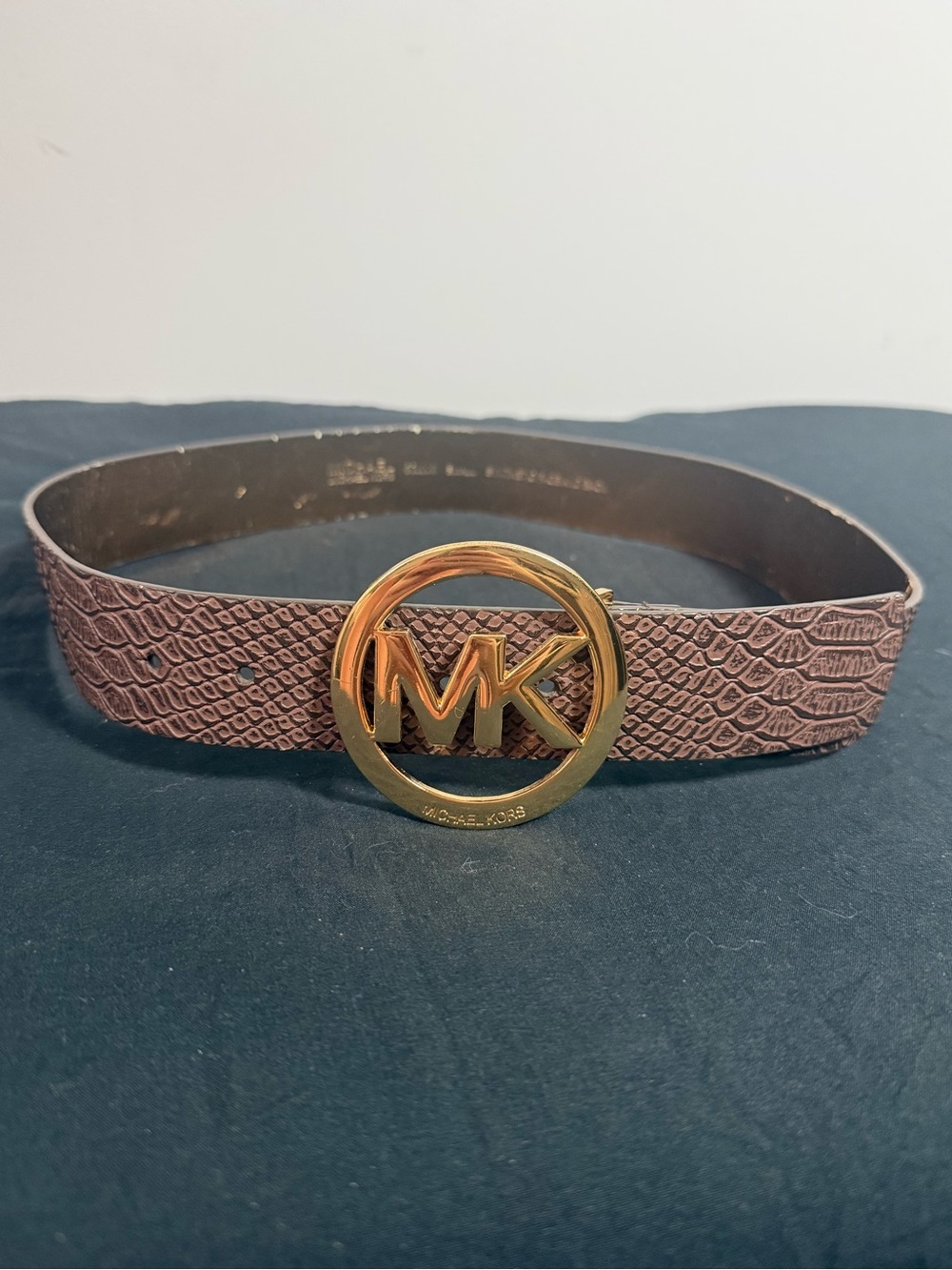 Michael Kors Croco Reptile MK Medallion Buckle Women’s Size Small